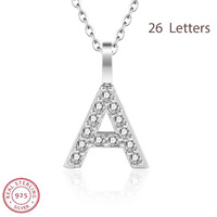 925 Sterling Silver Gold Small 26 Letters A- Z Zircon CZ Pendant Monogram Necklace Me Initial Alphabet M A Jewelry