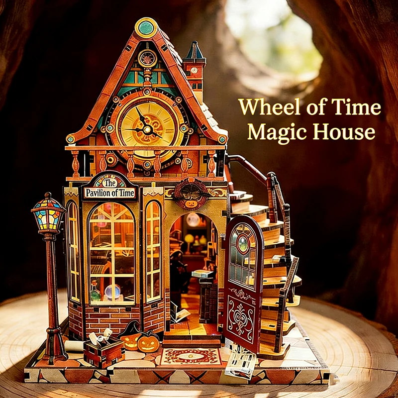 New Wooden Dollhouse Time Pavilion Miniature Model with Furniture Kit DIY Assembly Toy for Child Adult Birthday Gift Casa view 4