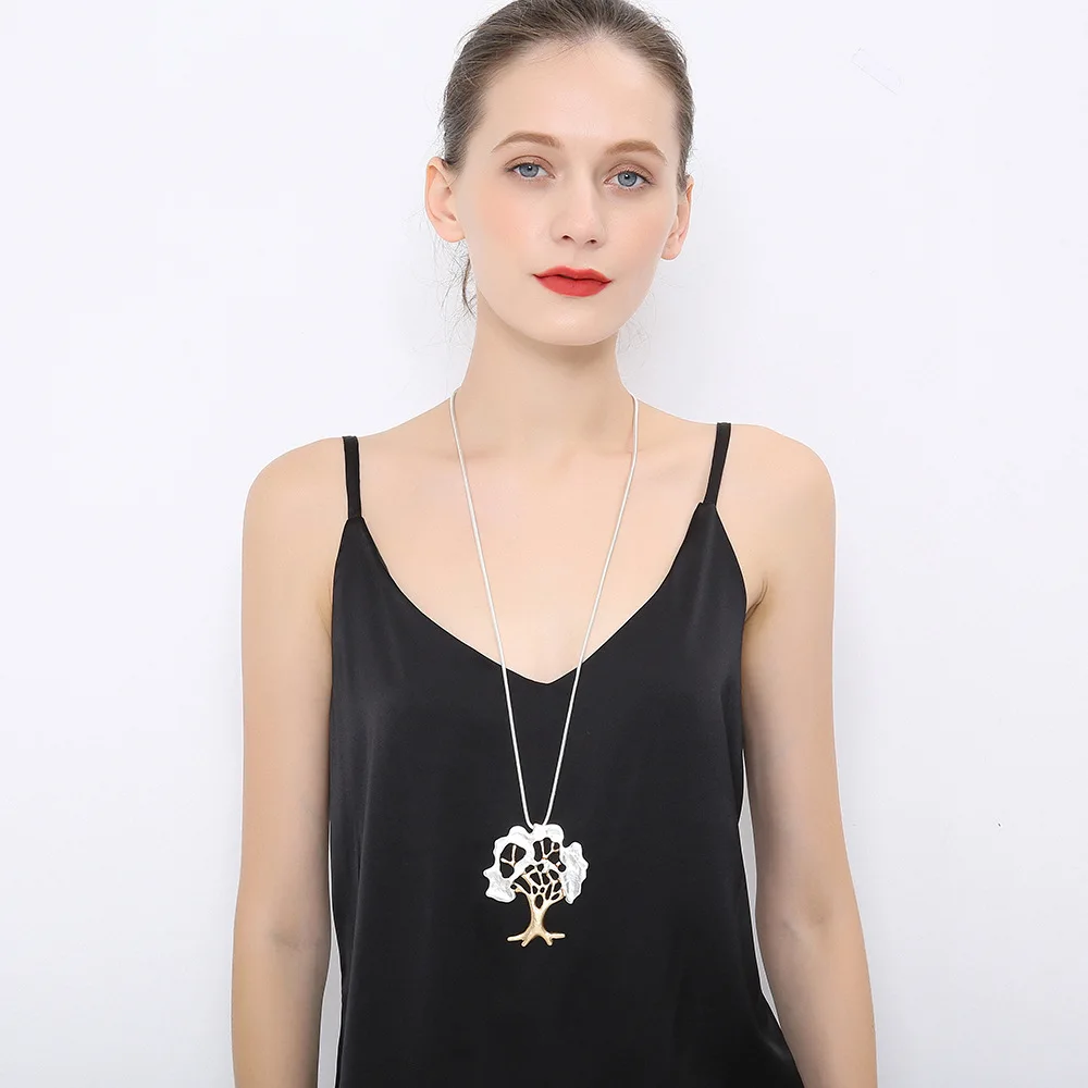 necklace, European and American atmosphere fashion two-color trend snake bone chain, tree of life