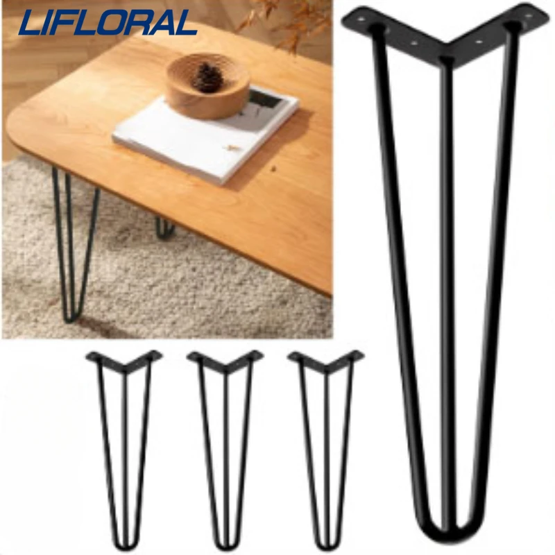 

4Pcs 10cm Metal Table Legs Hairpin Furniture Legs DIY Home Bench Dining Desk End Coffee Table Feet Accessories Floor Protectors