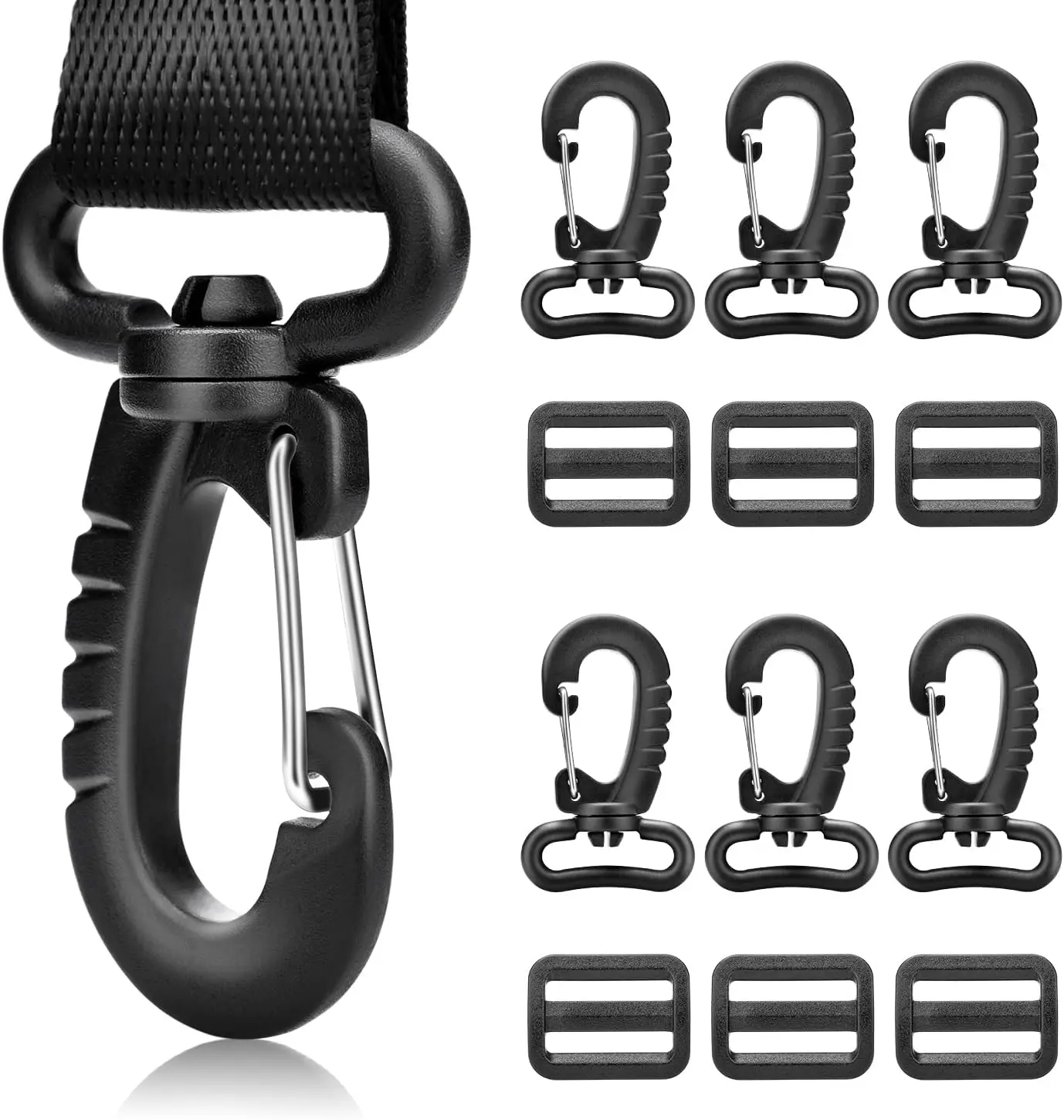 Black Color Plastic Swivel Snap Hook for Keychain Backpack Buckle Belt Strap Outdoor sports bag accessories