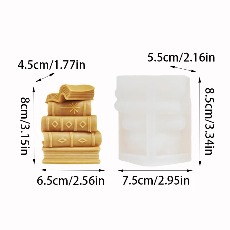 Vintage Stacked Book Candle Mold Silicone DIY Handmade Aromatherapy Wax Mold Artistic Study Room Style Decorative Art Handmade Tools