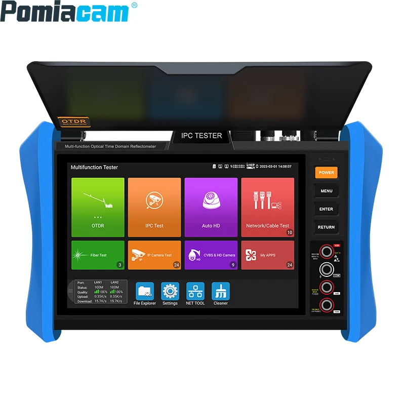 Pomiacam 8-Inch OTDR with Camera, 8K CCTV Tester, Fiber Cable Tester, VFL, OPM, SFP Character Count: 72