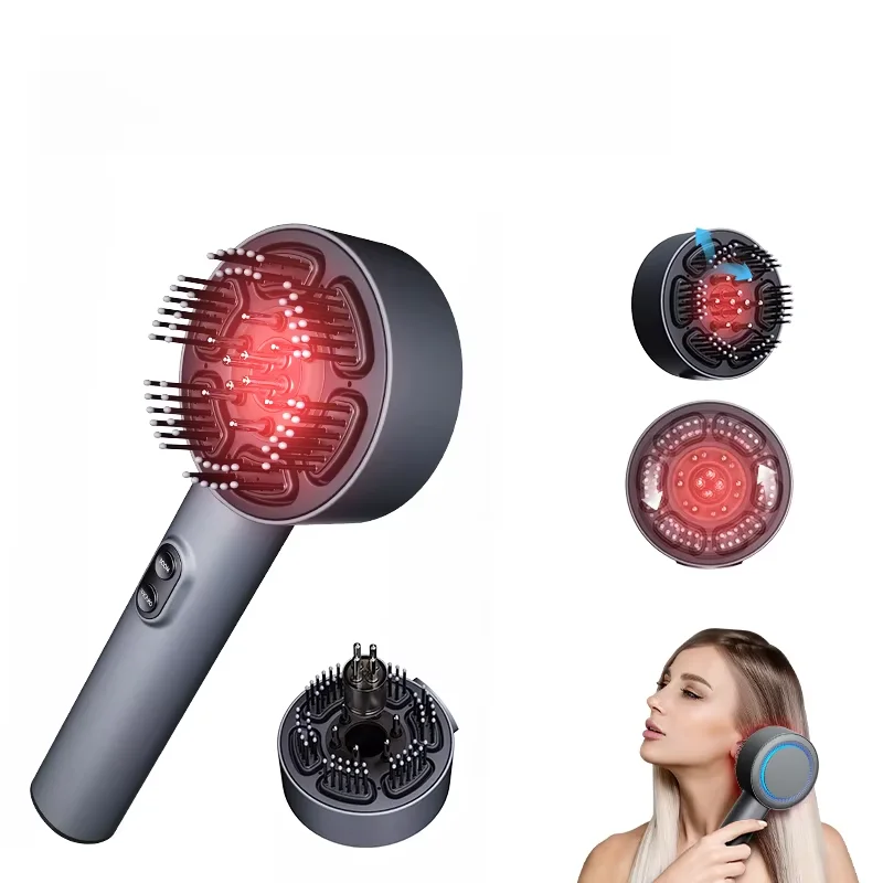 

Factory Wholesale Portable Red Light Electric Scalp Massage Comb Home Hair Growth Head Massager with Heating Applicator
