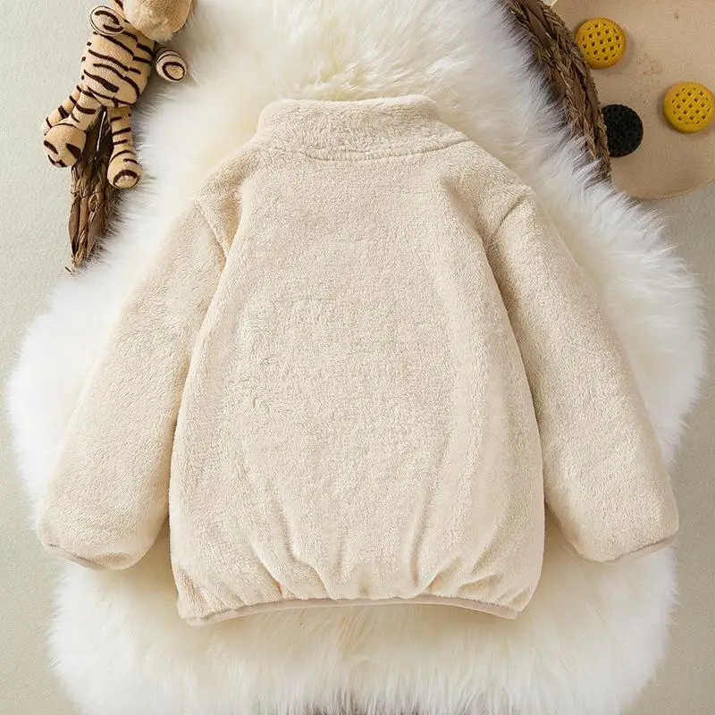 New Solid Color Printed Fashionable Cartoon Cute Windproof Warm Jacket for Boys and Girls In Autumn and Winter image 3