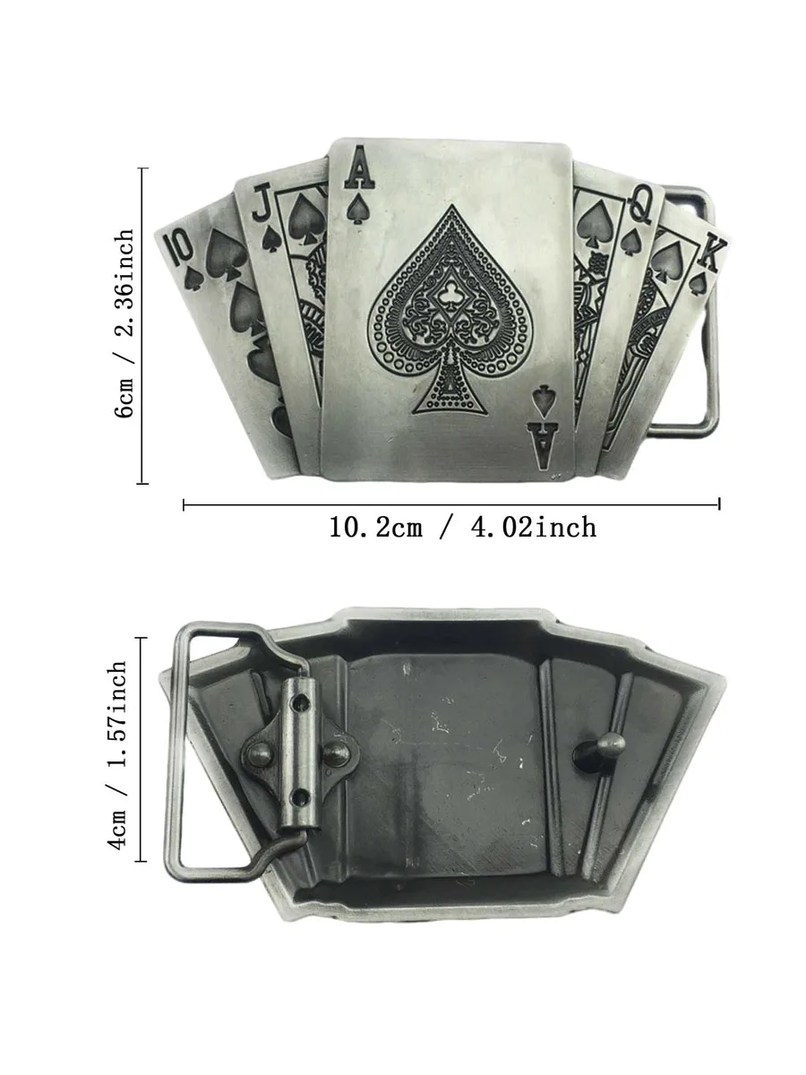 Retro Glückskarten-Design Herren-Gürtelschnalle mit Straight Flush Motiv für viel Glück