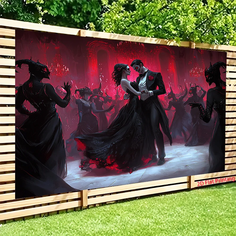 Luxury Gothic Fantasy Couple Tapestry Wall Mural Digital Art Polyester Home Decor Romantic Style Bedroom Hallway Masterpiece