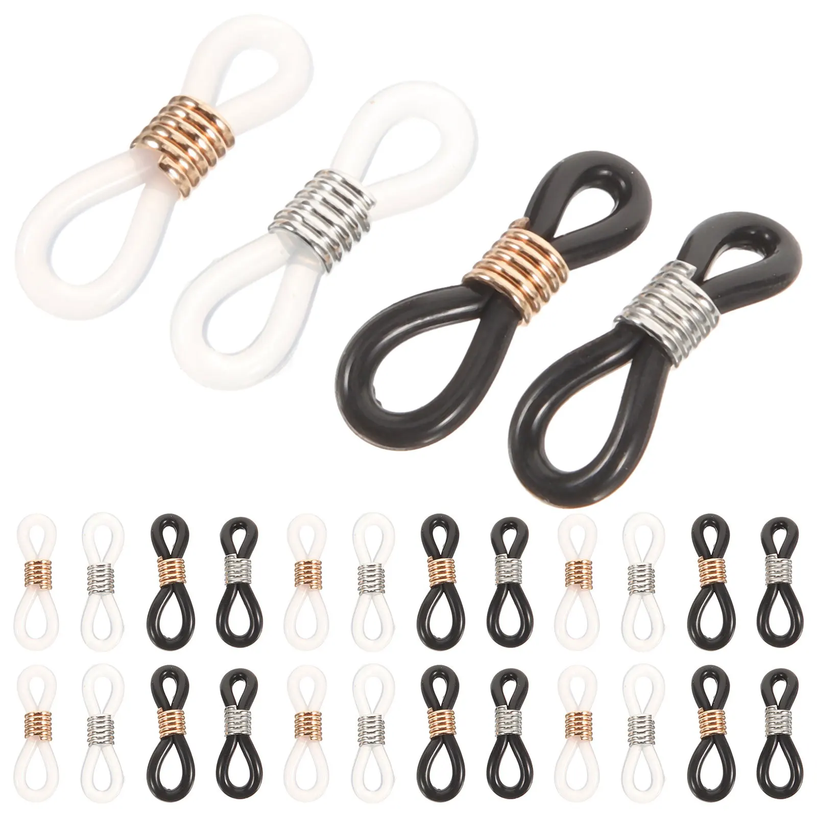 

120Pcs Eyeglass Chain Ends Adjustable Silicone Anti-Slip Glasses Strap Connectors for Secure Eyewear Retainer Cord