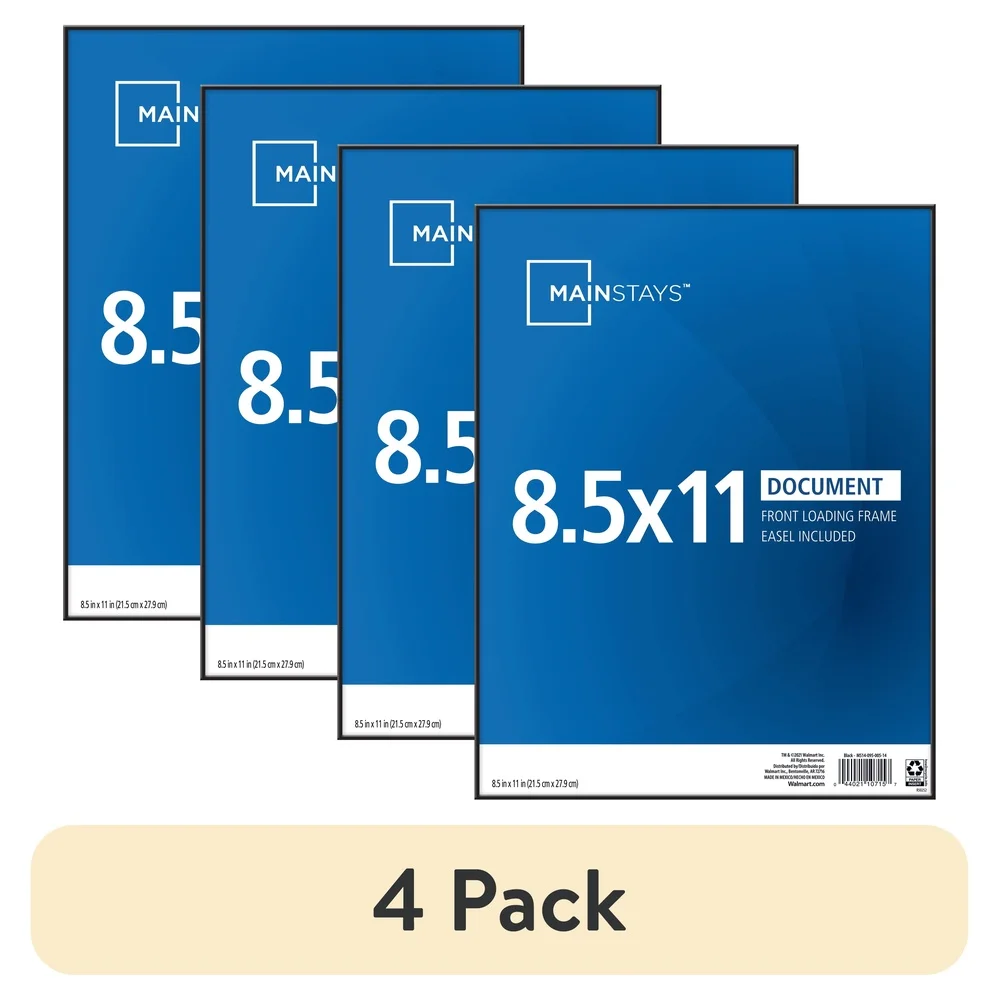 4 عبوات 8.5 × 11 إطار صورة مستندات تحميل أمامي زجاج أسود سهل الاستخدام جدار عرض الطاولة معرض ديكور المنزل والمكتب