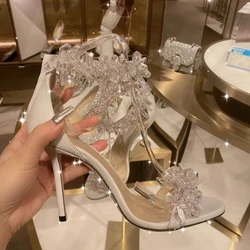 Sandali estivi donna cristallo trasparente punta aperta tacchi alti zapatos de mujer scarpe da sposa per feste donna sandali de las mujeres