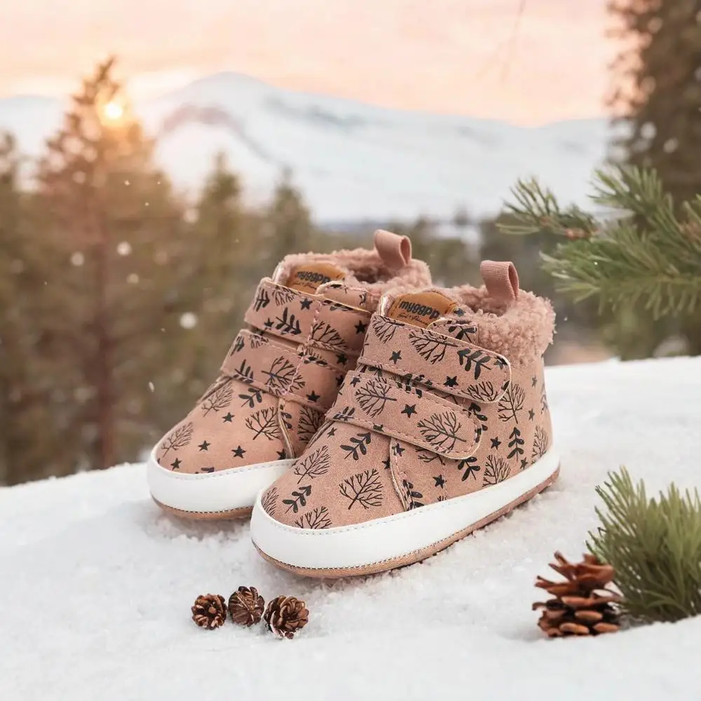 滑り止めのユニセックスベルベットシューズ,新生児用ブーツ,幼児用フリース,快適,暖かい,プレウォーカー,幼児,女の子,男の子,冬