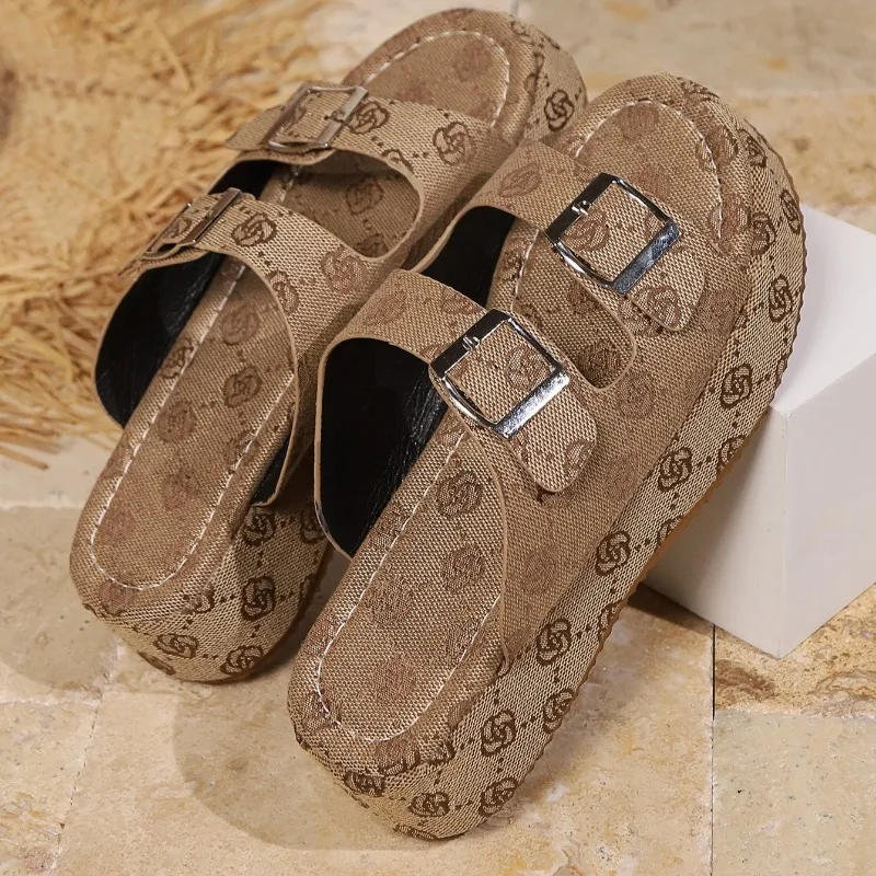 

2025New Summer Casual Women's Sandals Platform Slippers for Woman Vacation Travel Beach Double-buckle Sandals Sandalias De Mujer