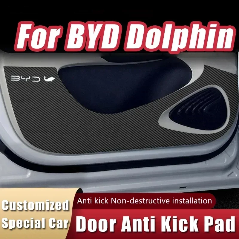 Car Door Anti Kick Pad Applicable To BYD Dolphin Carbon Fiber Doors Panel Protective Sticker Automotive Interior Modification