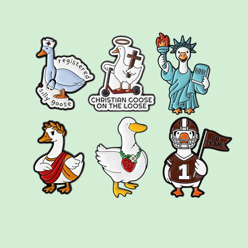 

19 Styles Funny Duck Enamel Pins Set God Is Goose All The Time Brooches Cute Animal Lapel Badges Gift For Friends