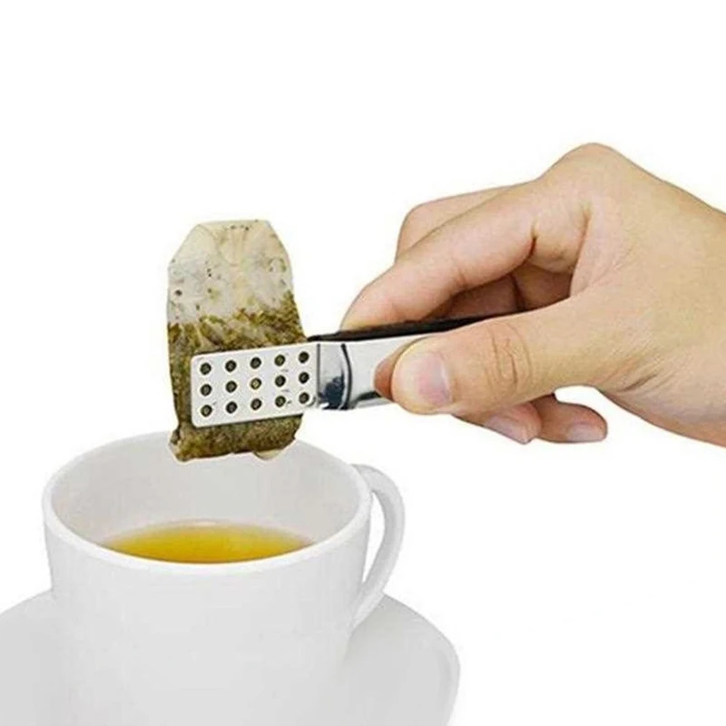 1Pcs Tea Bag Clip Stainless Thickened Lemon Tweezer Ice Sugar Barbecue Clip Teaware Tong Squeezer Food Clip Outdoor Tableware