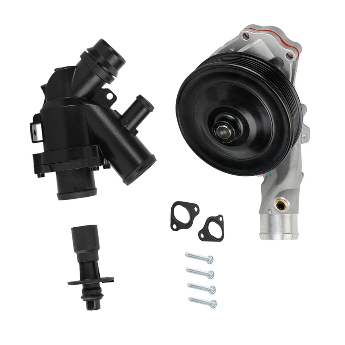 Car Water Pump W/ Bolts Gaskets Connector + Thermostat for Jaguar Land Rover V8 5.0L LR010801 LR035124 LR028136