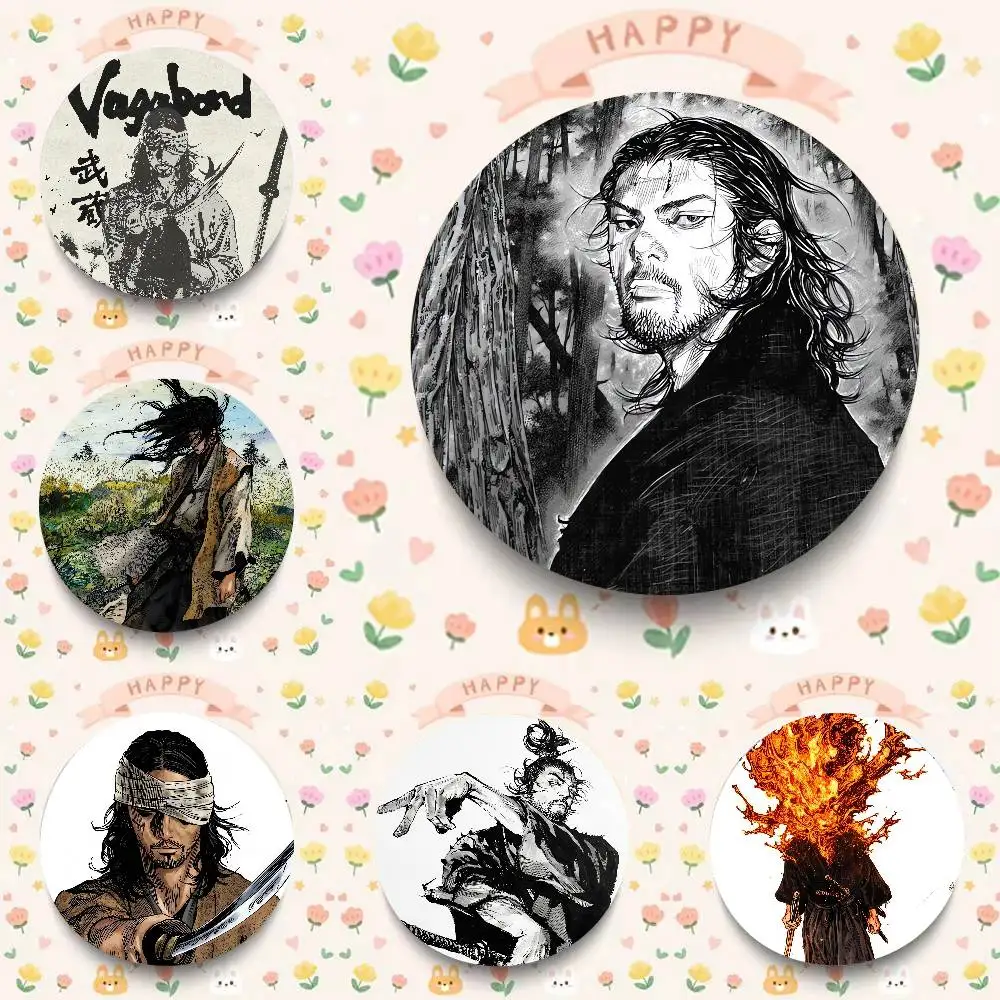 Anime Vagabond Anime Oft Button Pin Creativity Manga Round Badge Cartoon Brooches For Bag Jacket Collar Decor Jewelry Gift