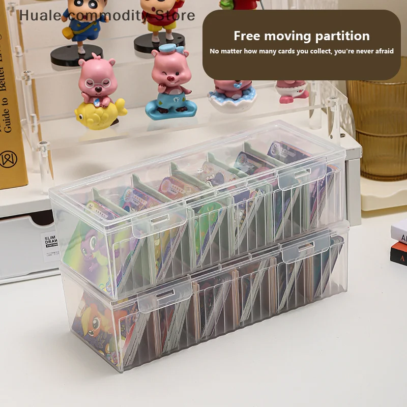 La scatola organizer scomparsa in plastica trasparente da 1 pezzo contiene 550 + scatola di immagazzinaggio di carte da gioco con divisore regolabile per carte