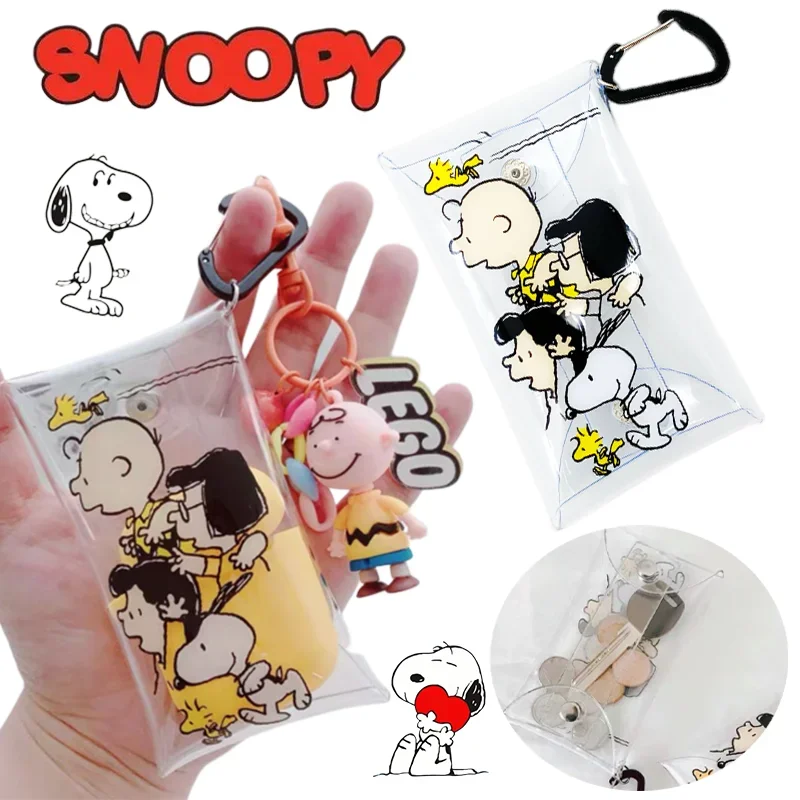 

Kawaii Snoopy Transparent Coin Purse Mini Female Money Earphone Data Line Storage Bags Girls Key Lipstick Wallet Pouch Kids Gift