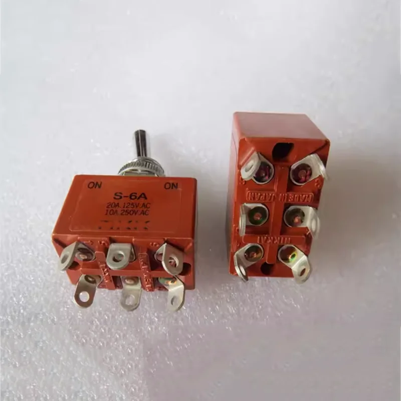 Original authentic S-6A toggle switch 6-pin 2-stop toggle power switch 10A250V Aperture 12MM