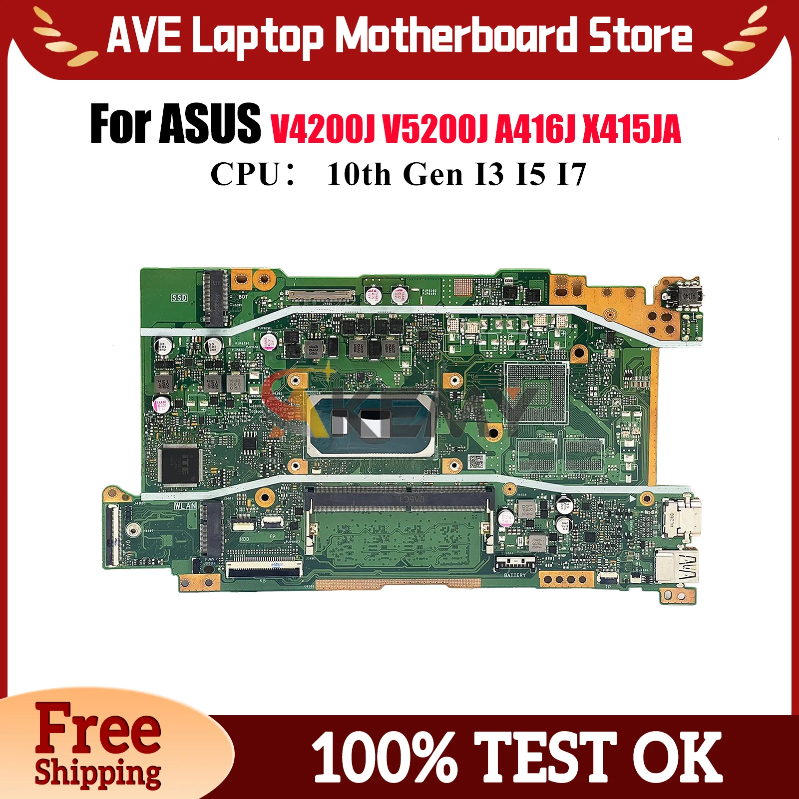 

X415JA Laptop Motherboard For ASUS VivoBook X415JP V4200J V5200J X415JA A416J X415J X415JAB X415JF Mainboard With I3 I5 I7 CPU