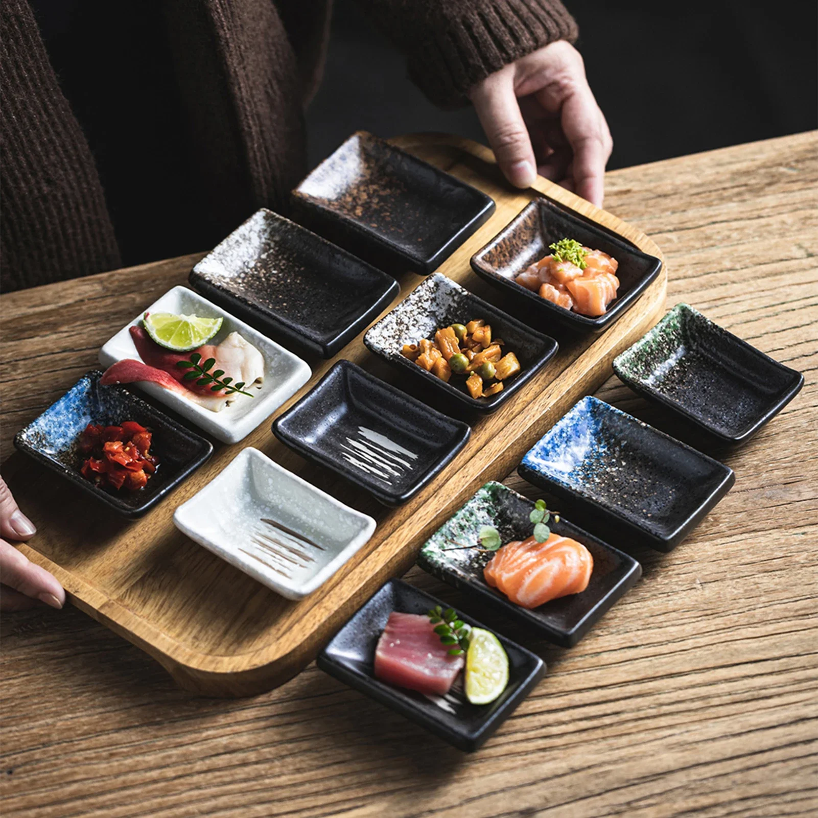 Ceramic Soy Sauce Dipping Bowls Sushi Side Dish Appetizers Individual Dipping Cups Stackable Storage Seasoning Dish Setting