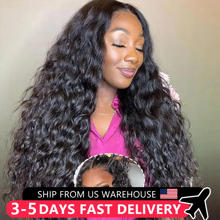 Ready To Wear Glueless Wigs Human Hair Deep Wave 5x5 Lace Closure Wig Pre Cut Water Wave Curly 13x4 HD Lace Frontal Wig 200%