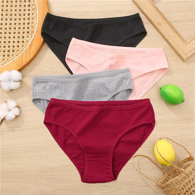 3PCS/Set Cotton Panties Women Briefs Jacquard Design Women Panties Sexy Female Underpants Solid Color Intimate Pantys S-XL