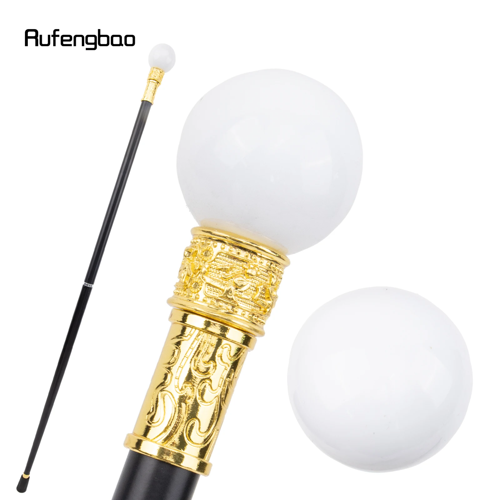 

White Artificial Resin Ball Walking Cane Fashion Decorative Walking Stick Gentleman Elegant Cosplay Cane Crosier 95.5cm