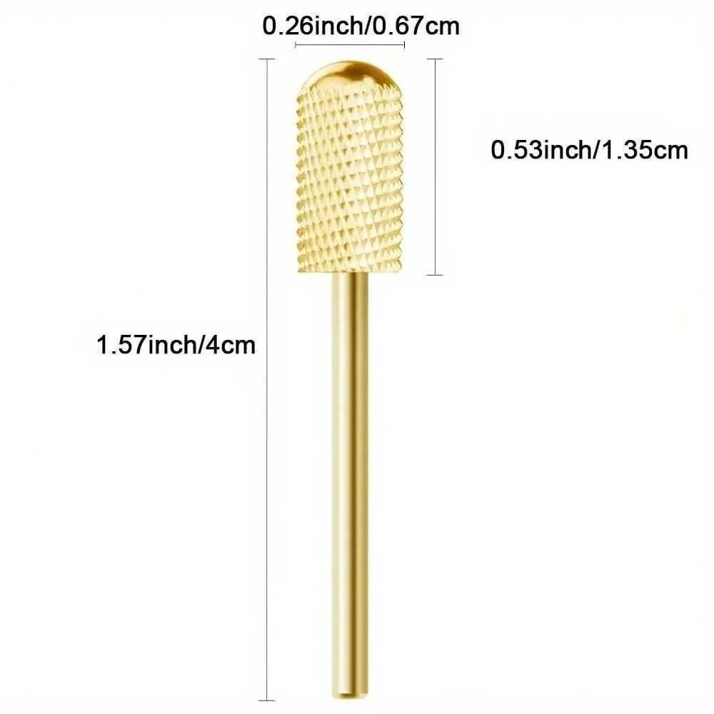 Nail Prep Tungsten Steel Grinding Bit with Gold Plating, Cylinder Shape Electric Nail Remover Accessory Tool