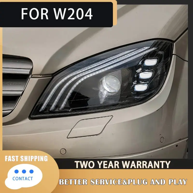 Head Lamp for Benz W204 LED Headlight 2011-2013 Headlights c200 c260 c300 DRL Turn Signal High Beam Angel Eye Projector Lens