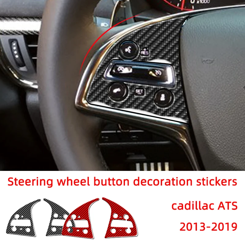 Steering Wheel Media Button Decoration Patch Carbon Fiber Car Stickers For Cadillac ATS 2013-2019 Interior Accessories