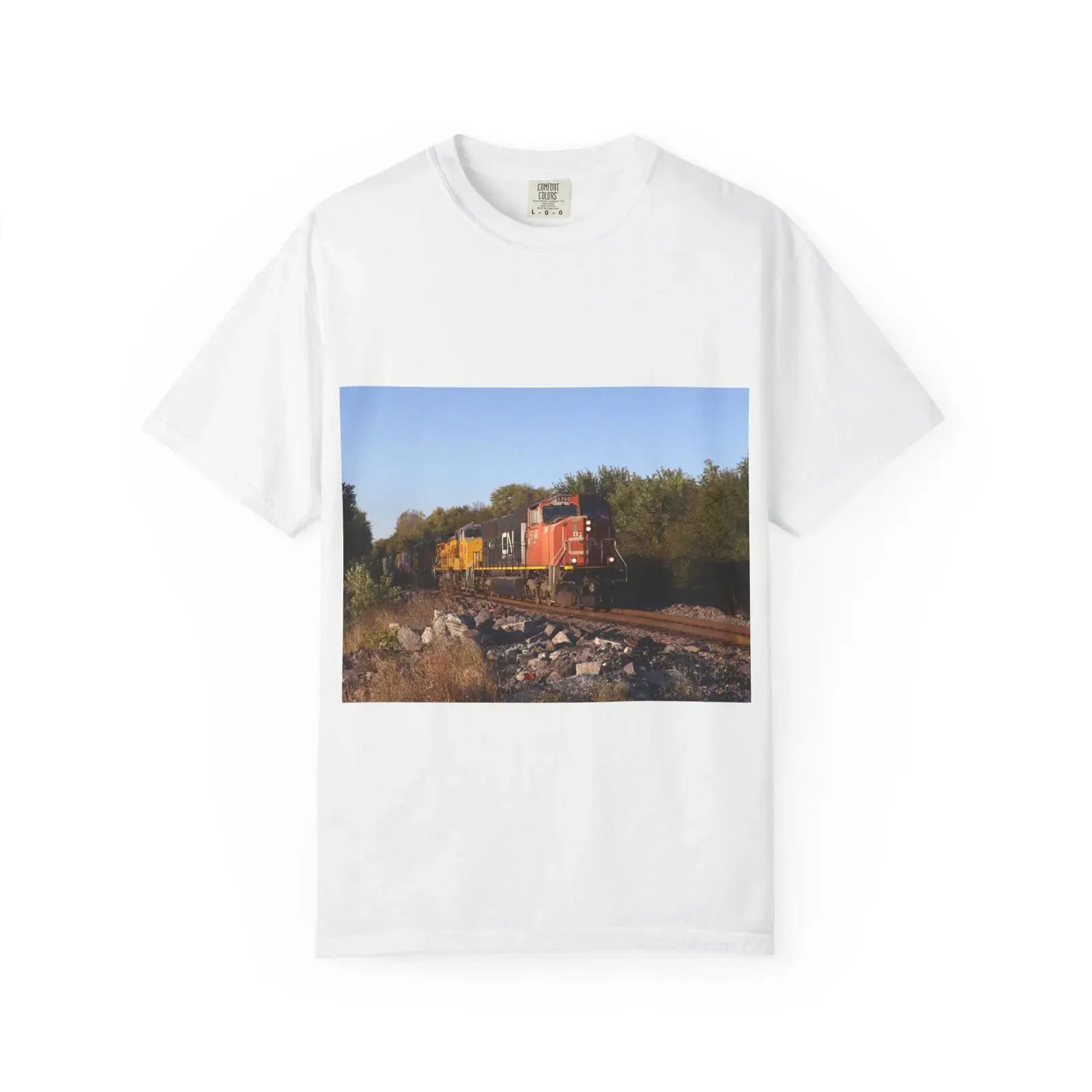 Vintage Freight Train Photo T shirt Locomotive Railroad vintage Washed Stylish fashion Stretched Soft Versatile Casual
