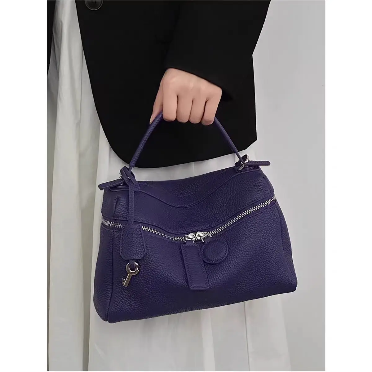 FIRMRANCH Retro Versatile Fashion Mini Multi-layer Accordion Bag Women's Genuine Leather Shoulder Crossbody Small Square Purse