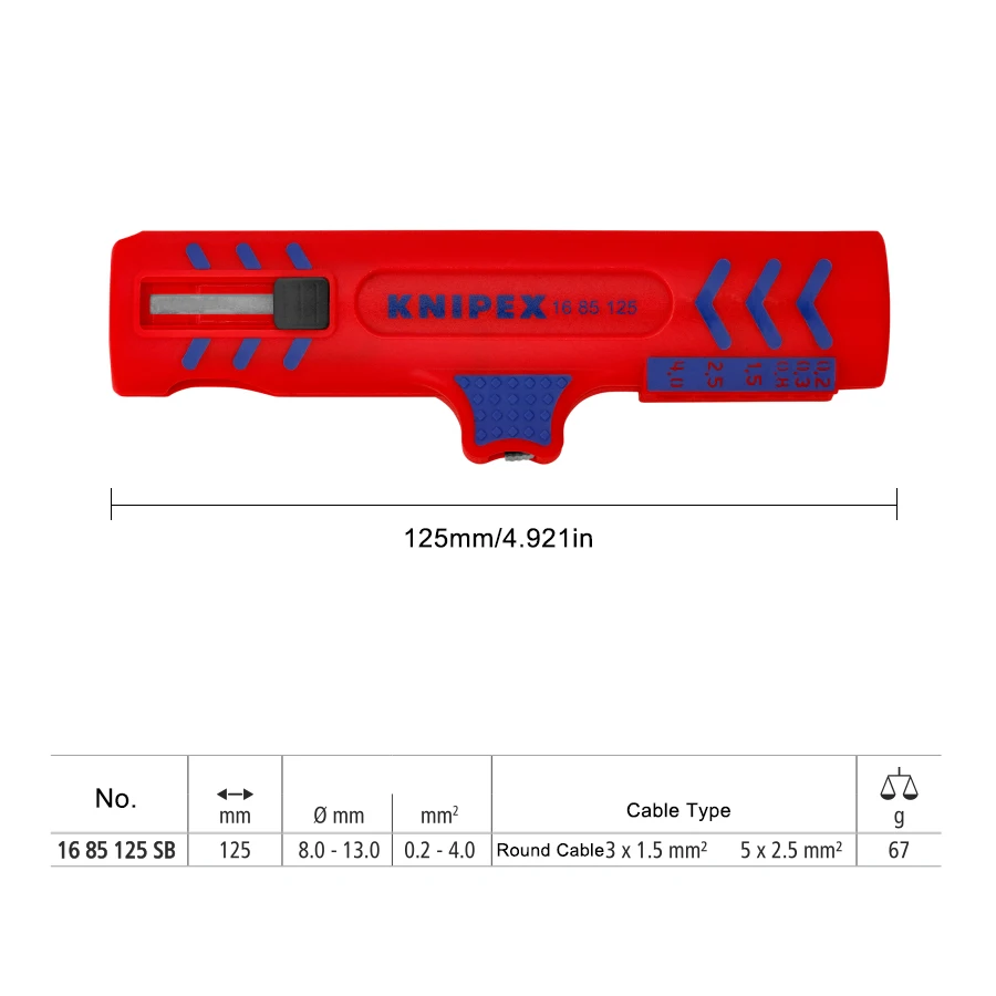 KNIPEX Universal Multifunctional Stripping Tool Universal Wire Stripper For Cables Between Ø 8.0 - 13.0 mm 16 85 125 SB