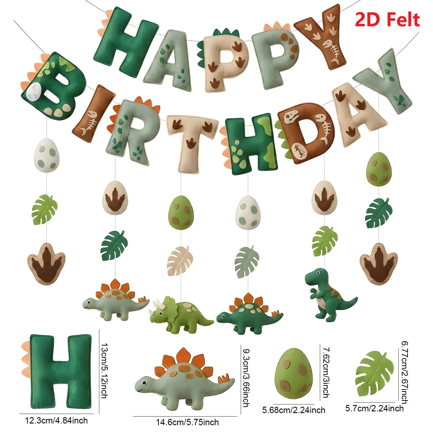 2D Filz Grüne Niedliche Dinosaurier-Themenbanner Hängende Girlande für Jungen Mädchen 1. 2. 3. Geburtstag Babyparty Wanddekorationen – Detail 2