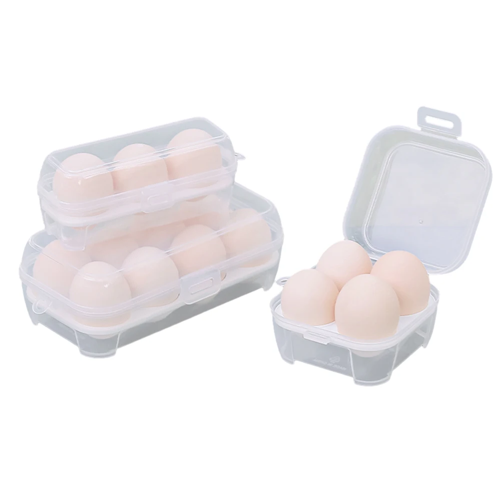 Portable Eggs Box Case Kitchen Container Organizer for Outdoor Camping Picnic Transparent 3/4/8 Grids Egg Holder