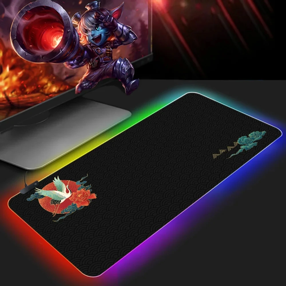 Mousepad karet alami Anti selip, Mousepad besar RGB derek kuno Cina, keset Keyboard LED, keset meja besar