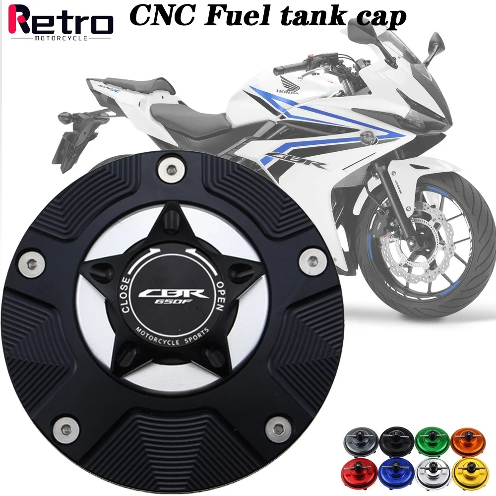 

CNC Fuel Gas Tank Cap Cover Aluminum Keyless Motorcycle Accessories for HONDA CBR 500R CBR500R CBR500 R 2016-2018 2017