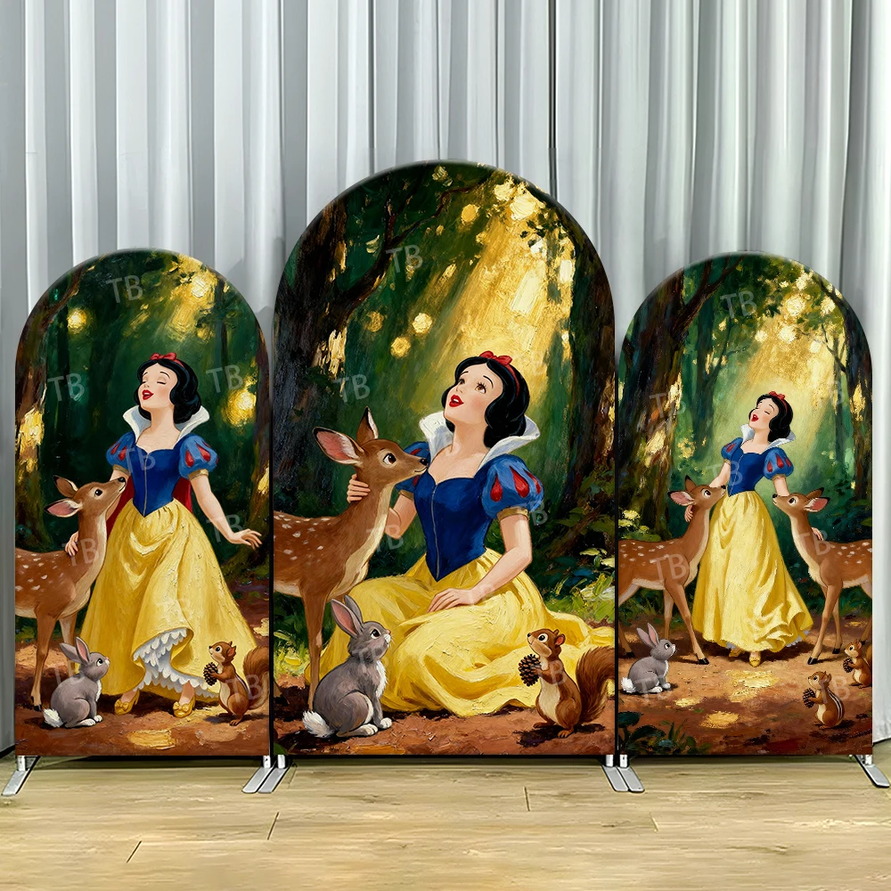 

TB Disney Snow White Arch Backdrop Covers Critters for Girl Birthday Party Decor Photograph Background Wall Baby Shower Supplies