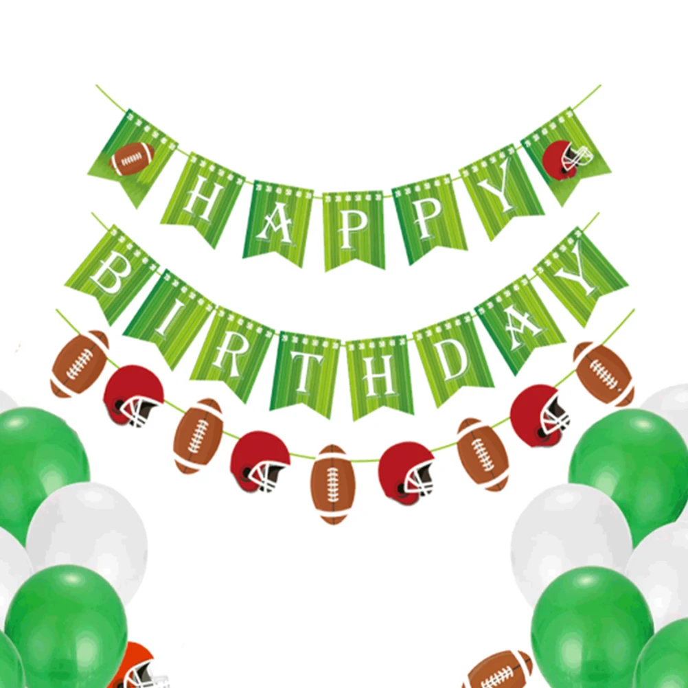 

Rugby Theme Football Bunting Banner Set Birthday Flags Garland Hanging Wall Ceiling Window Festive Atmosphere DIY