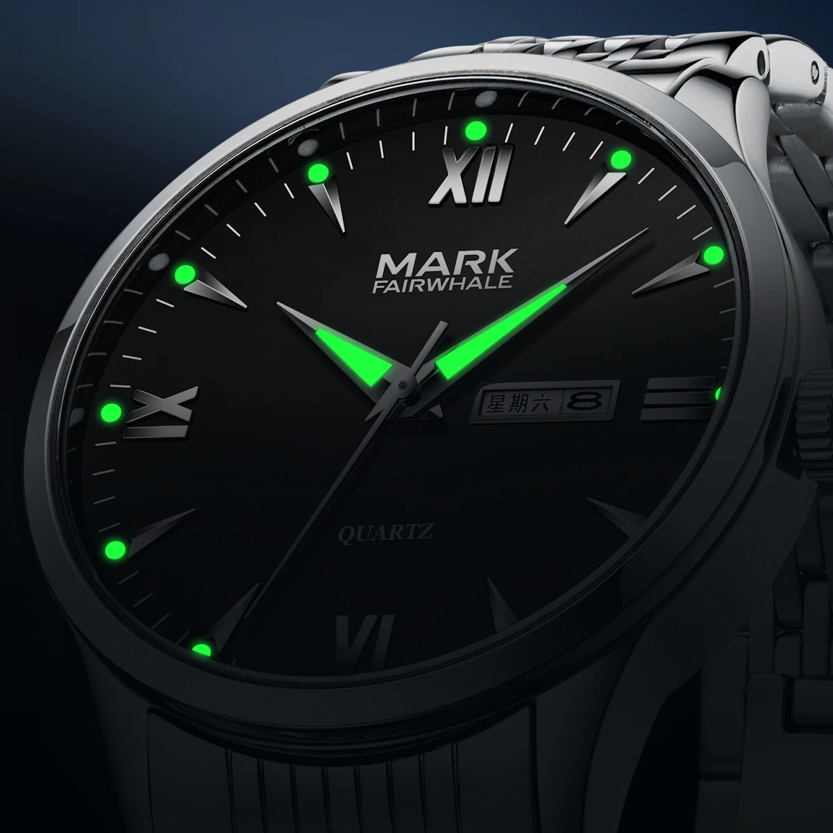 Mark Fairwhale Business HD coated crystal surface Mens Quartz Watch Luminous Date Display Waterproof Watches for montres hommes