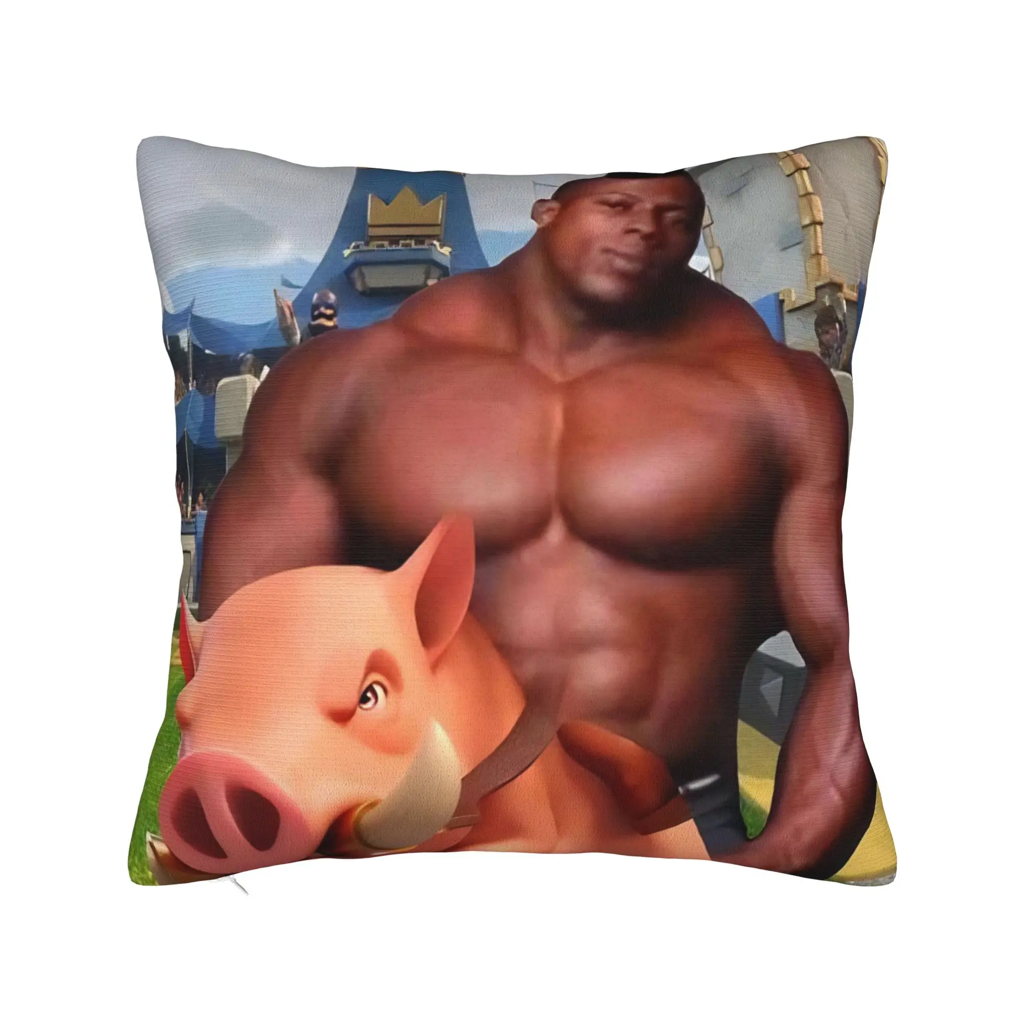 Hog Rider Gaming Funny Black Muscle Square Pillow Covers Polyester Home Mimimi Cushion Case Creative Decorative Pillowcase 45*45