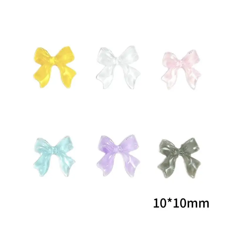 Mixed Elegant Minimalist Ribbon Bowknots Nail Art Decoration Transparent Jelly Shaped Bows Nail Charms Supplies for Manicure DIY