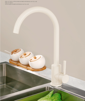 Cream white hot and cold kitchen faucet for household sink with 304 stainless steel, 360° rotating faucet