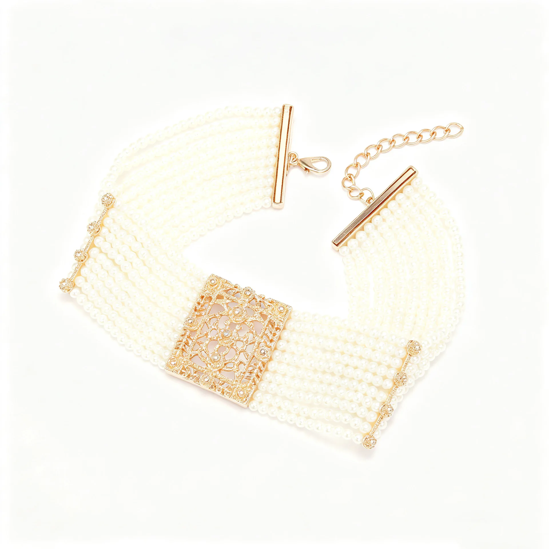 Bohemia Mehrschichtige Imitationsperlen-Choker-Halsketten für Damen, Modeschmuck, Braut-Hochzeits-Party-Accessoires 2026 – Detail 5