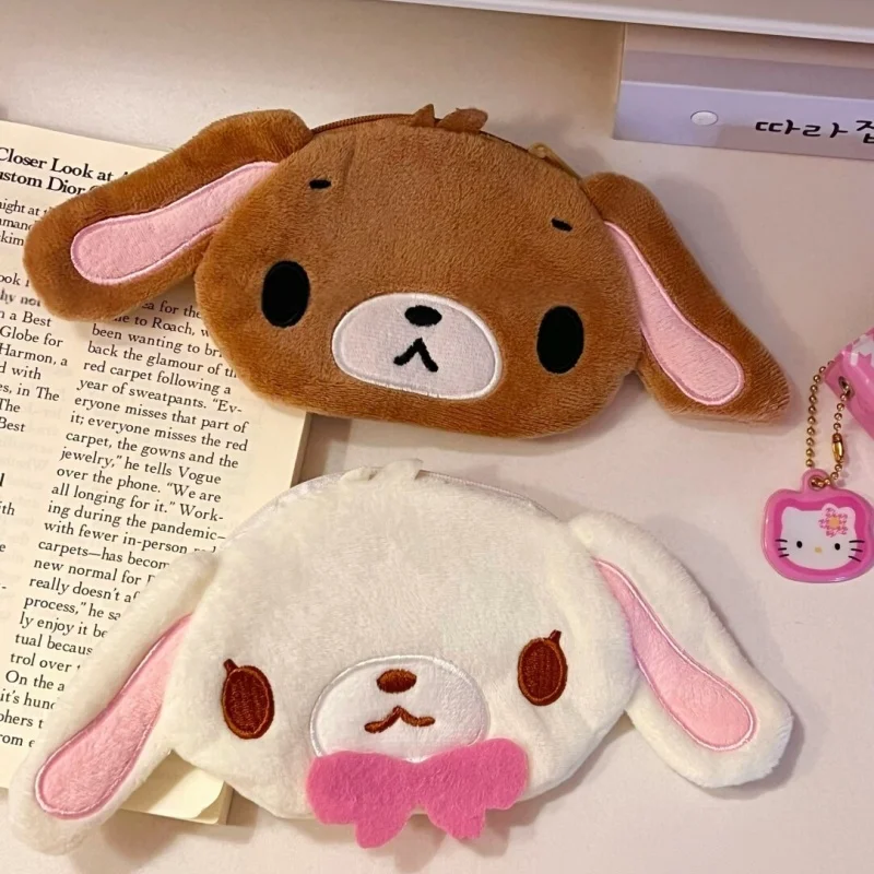 Kawaii Sugarbunnies Shirousa أفخم حقيبة كروسبودي Kurousa الأرنب رقيق أفخم محفظة نسائية للعملات المعدنية أسود أبيض الأرنب سستة حقيبة التخزين هدية