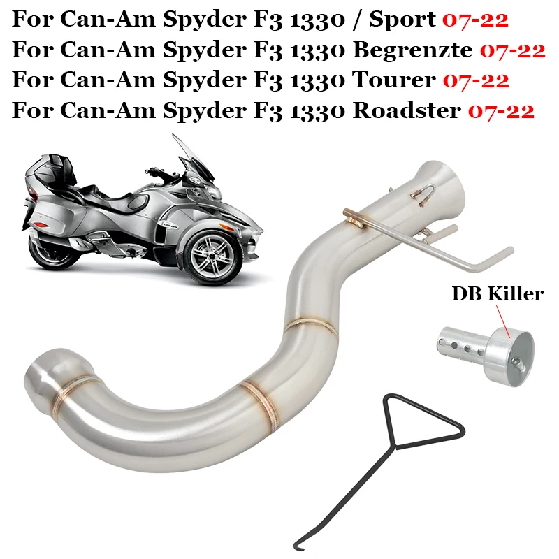 Tubo de enlace medio modificado para escape de motocicleta, tubo de enlace medio deslizante para Can-Am Spyder F3 1330 Sport Begrenzte Tourer