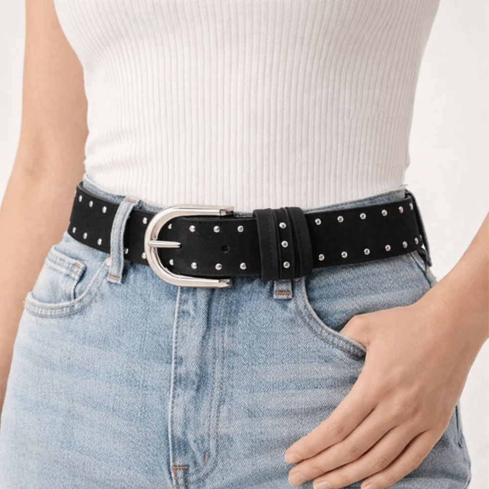 

Модный женский широкий ремень в стиле ретро с заклепками, винтажный кожаный пояс, джинсовый декор, металлическая пряжка, ковбойский ремень в стиле вестерн для девочек