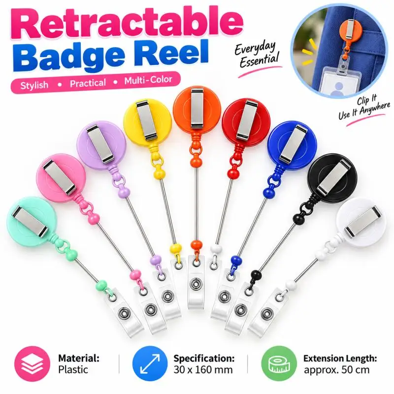 Color Retractable Pull Badge ID Lanyard Name Tag Card Badge Holder Reels Key Rings Anti-Lost Chain Clips School office Supply